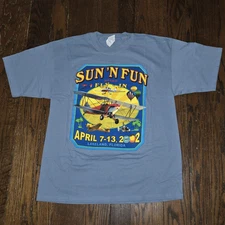 Vtg 2002 Sun N Fun Fly-In Shirt Lakeland, Florida Size XL Blue Airshow Graphic