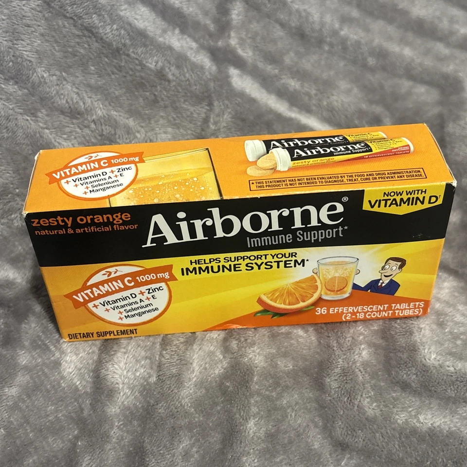 Airborne Orange 36 Comprimidos Efervescentes - 1000mg Vitamina C Zinc Apoyo Inmunológico Foto 4 de 4