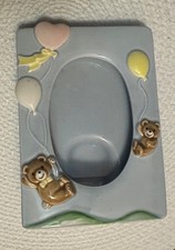 Light Blue Teddy Bear Ceramic Picture Frame for Baby or Toddler