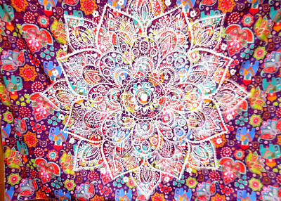  MANDALA ELEPHANT WALL TAPESTRY ~ 58'' X 76'' ~ MULTI COLOR PURPLE NEW (Z16)