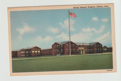 Postcard IA Iowa Clinton Schick General Hospital Linen White Border Unused