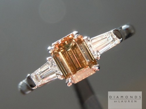 .77ct Fancy Deep Yellow Brown SI2 Emerald Cut Ring R5150 Diamonds by Lauren - Picture 3 of 10