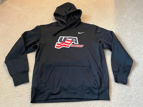 Nike Dri Fit USA Hockey Hooded Sweatshirt Black XL