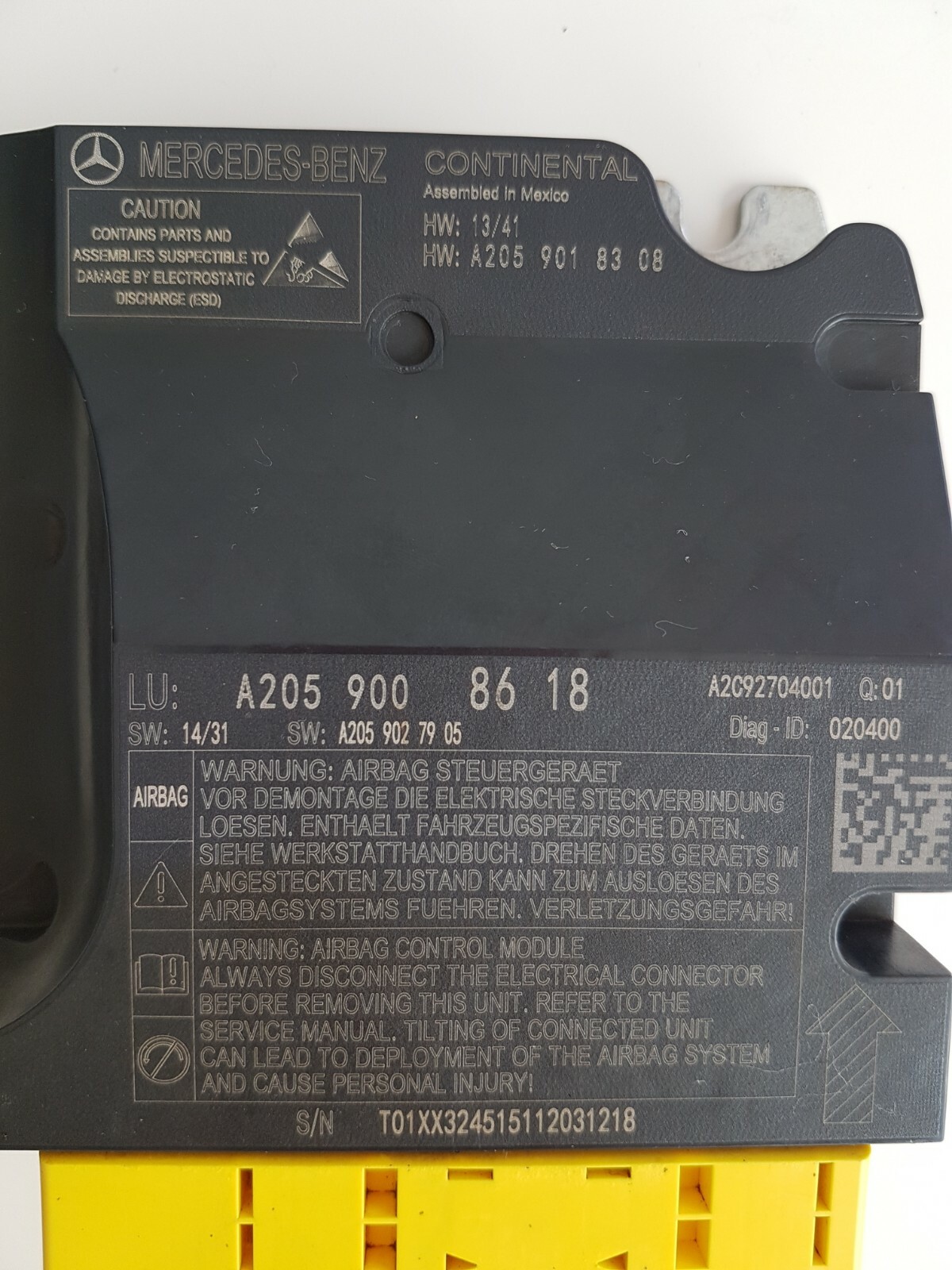 MERCEDESBENZ W205 COUPE 2015 AIRBAG MODULE OEM A2059008618 eBay