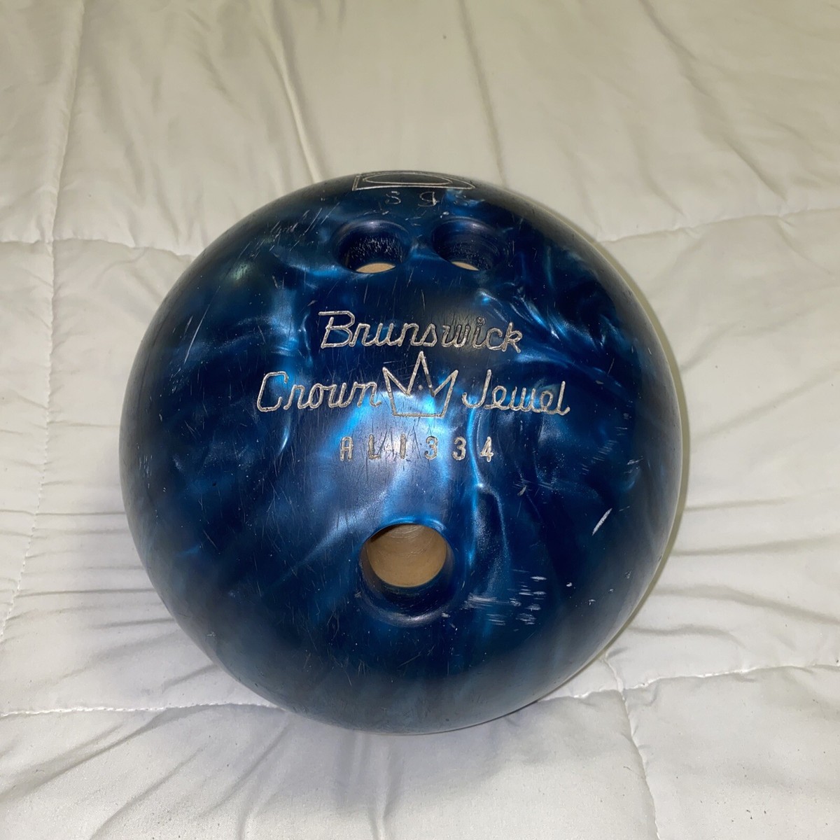 #5115 ボウリングボール　ブランズウィック　クラウンジュエル　15ポンド Vintage Brunswick Crown Jewel Bowling Ball Blue Marble 15