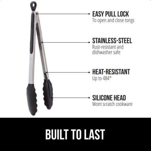 Stainless steel heat-resistant kitchen cooking tongs, 2-piece barbecue tongs - Picture 2 of 9