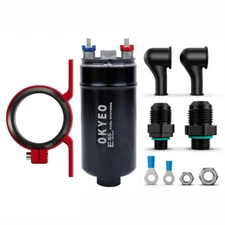 380LPH Inline External Electric High Pressure Fuel Pump w/ Mounting Bracket Kit