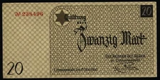 20 Mark Poland Litzmannstadt Lodz Ghetto 1940 aUNC