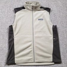 Columbia Fleece Vest Mens Large Tan Brown Steens Mountain Full Zip Outdoors Gorp