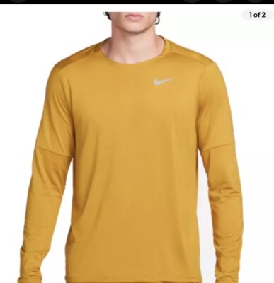 Nike Dri-FIT Element Long Sleeve Running Shirt Men s Large Bronze Reflective
