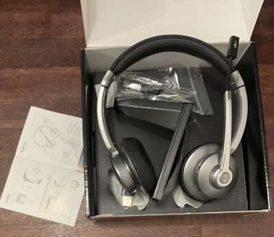 Vonztek Wireless Headset With Noise Cancelling Microphone Dual Connection,gray