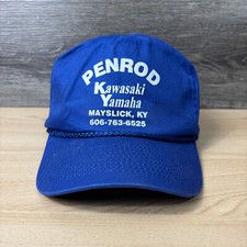 Vintage Kawasaki Yamaha Hat Cap Snap Back Blue Trucker Penrod Mayslick Kentucky