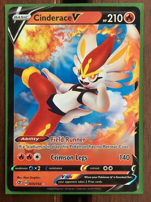 Pokemon Card CINDERACE V Ultra Rare 35/192 REBEL CLASH *MINT* (035) | eBay
