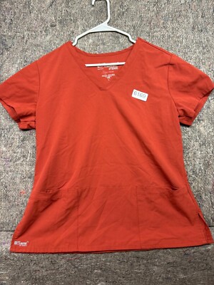 Greys Anatomy Womens Scrub Top by Barco Signature Brick Short Sleeves Size L