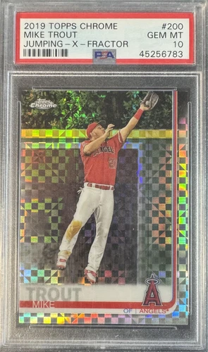 Mike Trout 2019 Topps Chrome #200 Jumping-X-Fractor PSA 10 Pop 167