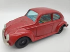 Vintage Bandai Tin Friction Volkswagen VW Beetle Bug Toy Car Japan 7" Red