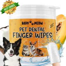 Pet Dental Care Finger Wipes, Oral Cleansing Teeth Pads for Dogs and Cats