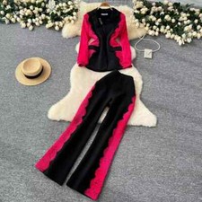 Tailleur Completo Ufficio Donna Outfit Giacca Blazer Nero Rosso Pizzo 25275