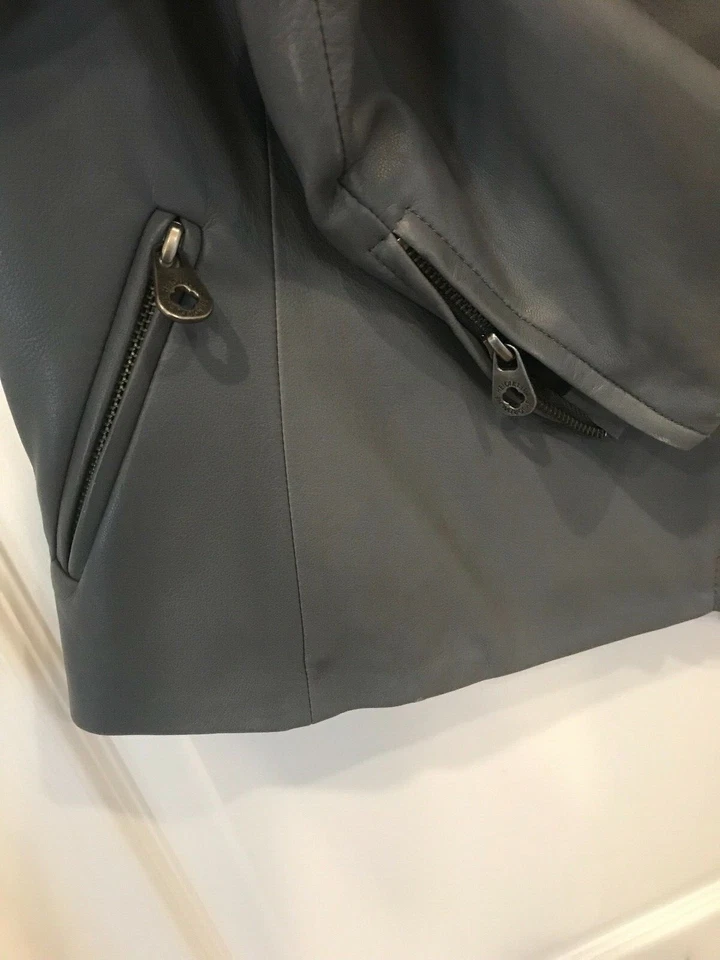 Heidi Klum by Jordache Motocross Leather Jacket Lambskin Zip Grey Size S $475 - Image 4 of 4