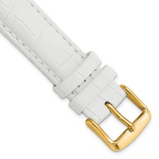 DeBeer 20mm White Crocodile-Style Grain Chrono Gold-tone Buckle Watch Band