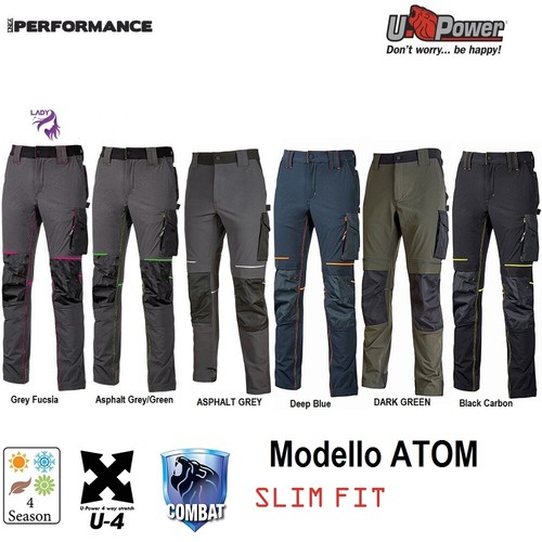 Pantaloni da lavoro U-Power ATOM U-4 stretch elasticizzati e multitasche |  eBay