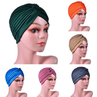 Women Turban Hat Muslim Cancer Chemo Cap Hijab Hair Loss Head Scarf Wrap  Cover