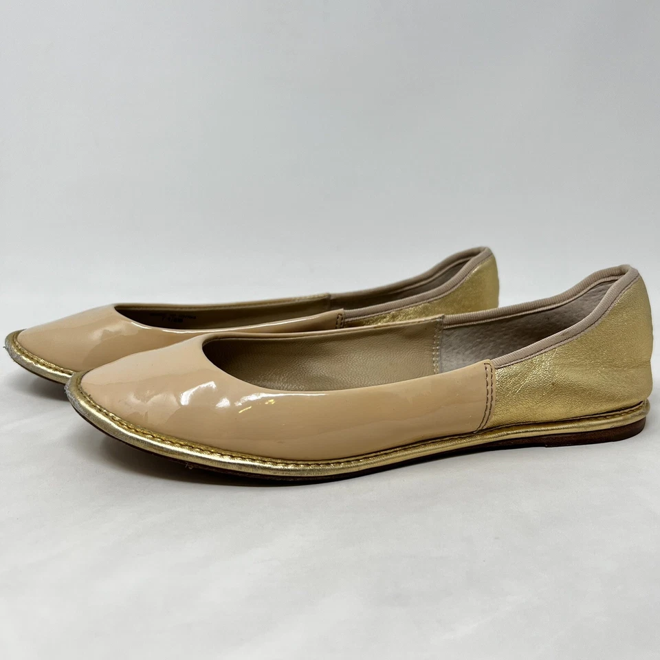 Bailarina plana Diane Von Furstenberg charol de ballet oro desnudo 7,5 M Foto 2 de 4