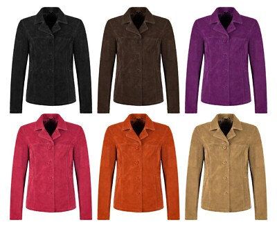 Klassischer Blazer-Stil Kastenknöpfe Jacke Damen aus echtem Wildleder Jennifer ''