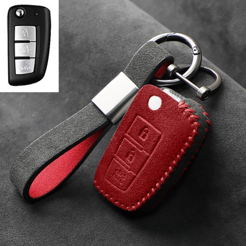 Full Suede Covered Key Fob Remote Protector Holder Cover Case For Nissan C - Picture 6 of 9