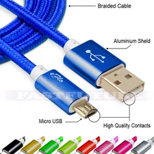 Micro USB Data Sync Charger Cable Cord Braided 1ft/ 3ft/ 6ft/ 10f/ 15ft Lot