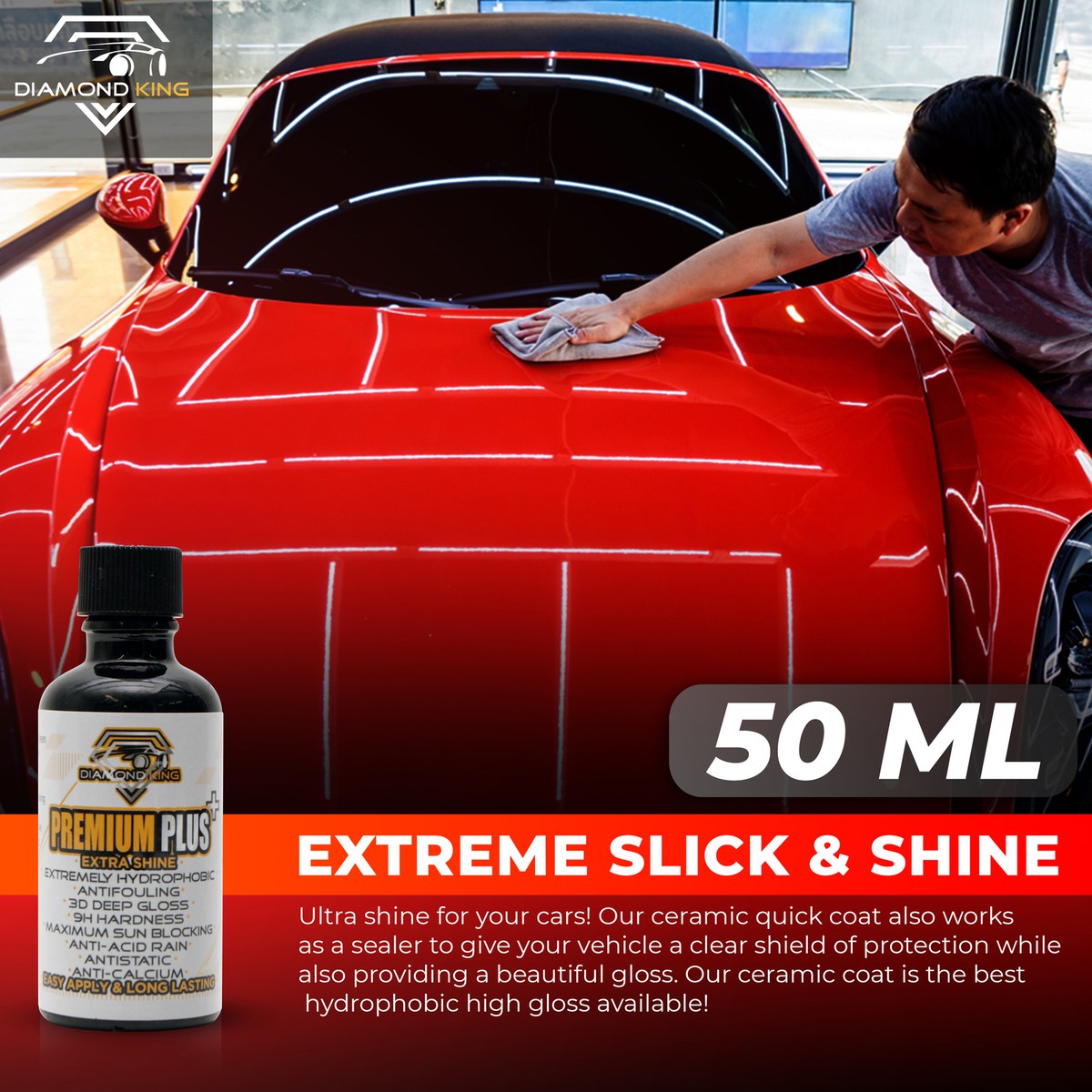 Diamond King 9H Nano Premium PLUS Ceramic Car Coating Hydrophobic High Gloss