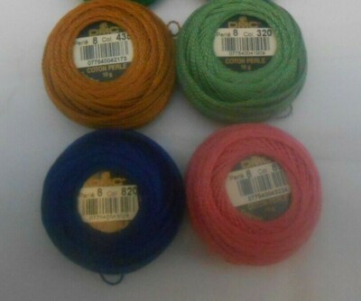 4er Pack DMC Perle 8 Baumwollkugeln verschiedene Farben Farben können variieren 
