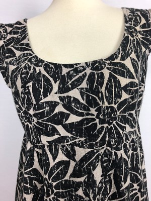 Michael Kors Women's black & tan floral 100% Linen Dress Size 6P Above Knee  | eBay