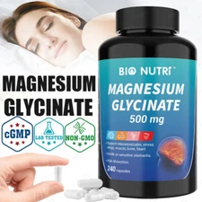 500mg Magnesium Glycinate For Sleep, Stress Relief Support Bone  240 Capsules US