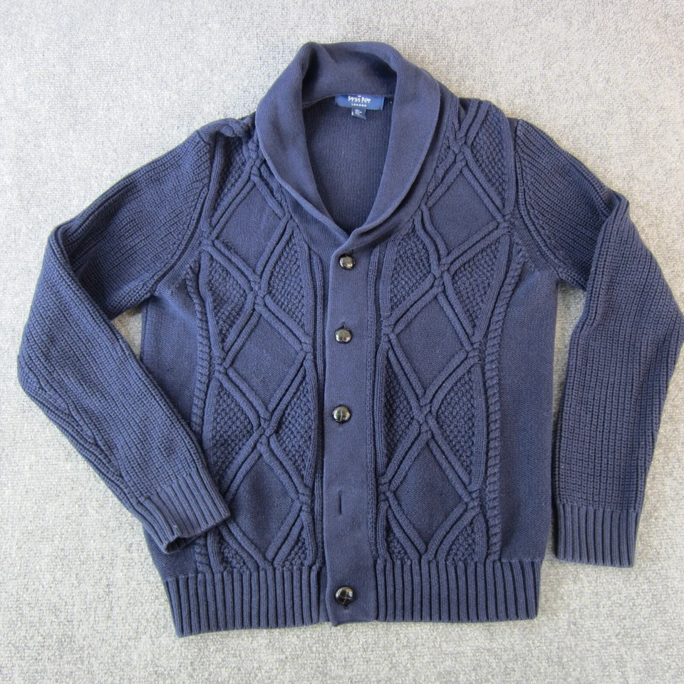 Suéter Savile Row London Para Hombre Grande Azul Cárdigan Tejido Pesado Manga Larga Foto 2 de 4