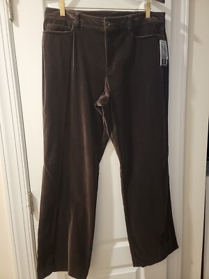 NEW Rafaella Brown Stretch Velveteen  Pants  Size 16