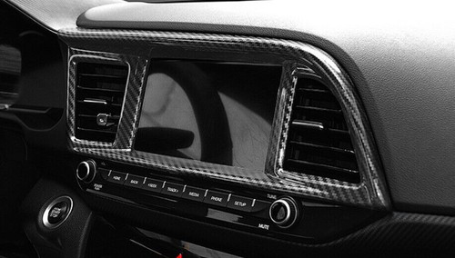 For Hyundai Elantra 2019-2020 Carbon Fiber Style Middle Console Navigation Panel - Picture 9 of 10