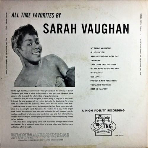 Sarah Vaughan - All Time Favorites By (LP, Album, Comp, Mono) - Picture 2 of 4