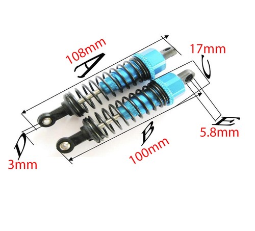 RC Car Parts 108mm Aluminum Metal Shock Absorber Damper 2pcs for 1:10 RC car - Picture 2 of 22