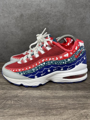 Nike Air Max 95 GS Größe 5,5Y / 7 Wmns Weihnachtspullover Rot Blau CT1593-100
