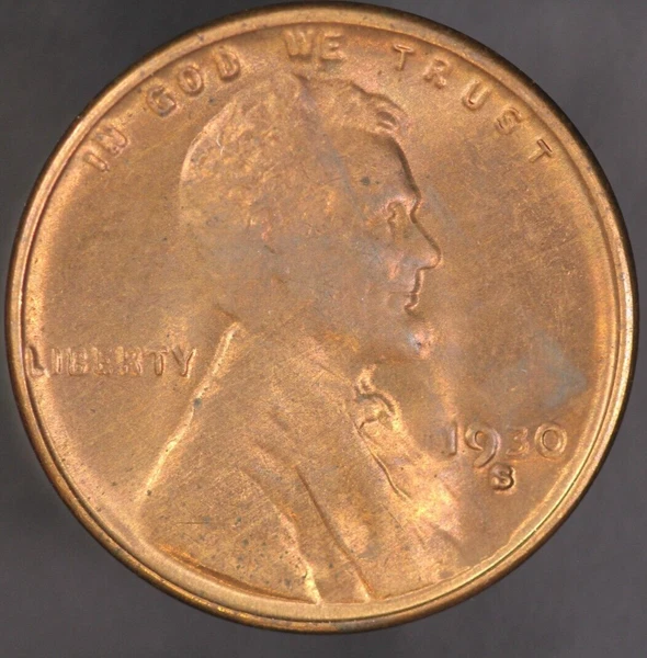 1930 S LINCOLN CENT-BU RED- FRESH FROM ORIGINAL COLLECTION-LOT AA-8302