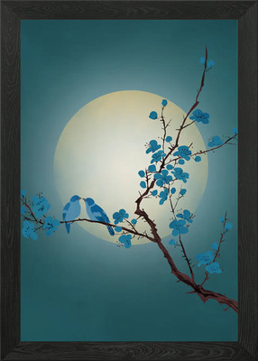 Turteltauben bei Nacht Gerahmtes Wandbild Poster Leinwanddruck Bild