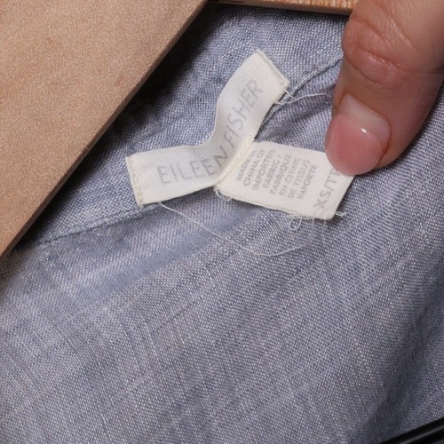 Eileen Fisher Hemd mit klassischem Kragen Bio Leinen Knopfleiste Chambray Größe XS - Bild 4 von 4