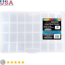 Craft Organizer Box W/ 32 Compartments Hinged Cover Durable Plastic Storage New