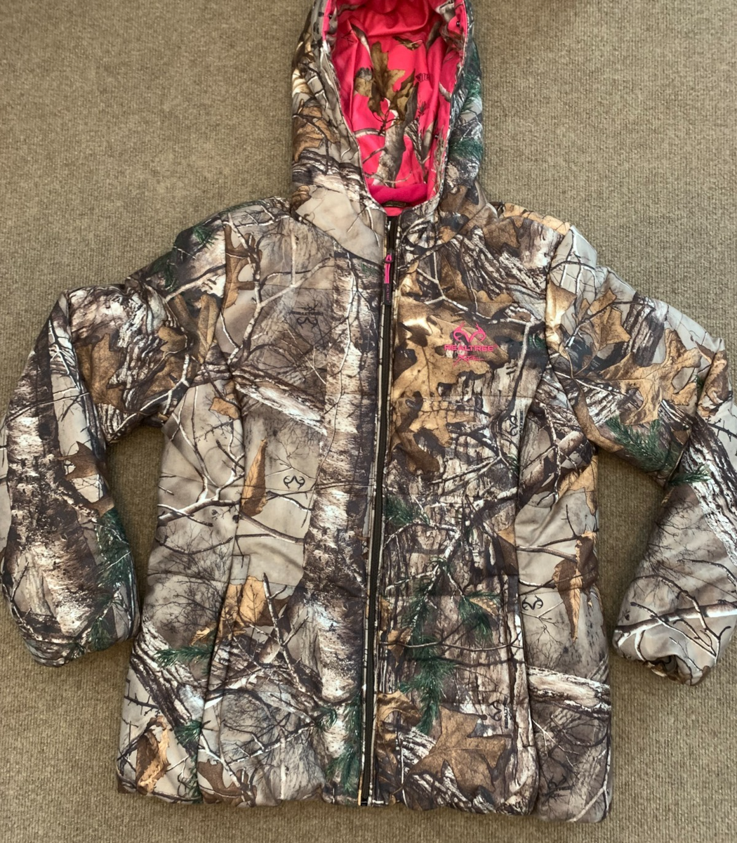 Realtree Xtra Jacket Womens L Hooded Puffer Camo Fleece Lined