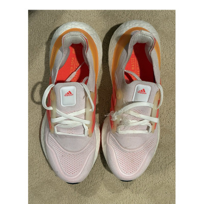 Adidas UltraBoost 22 White Flash Orange Women's Athletic Sneakers 