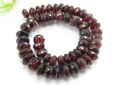 Natural Mozambique Garnet Faceted Rondelle Beads 10" Strand 7-9mm Loose Gemstone