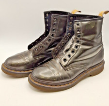 Dr. Martens 1460 Combat Metallic Silver Boots Lace Up UK5 Comfortable G159