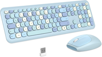 Pinkcat Tastatur Maus Set Kabellos Farbig, 2.4G Bunte Funktastatur Mit Maus Retr