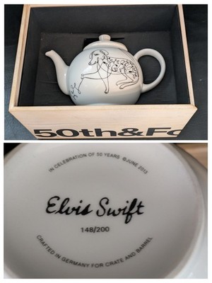 Kiste & Zylinder Elvis Swift Katze Hund Teekanne 7 Of 200 50th Jubiläum Holz Neu
